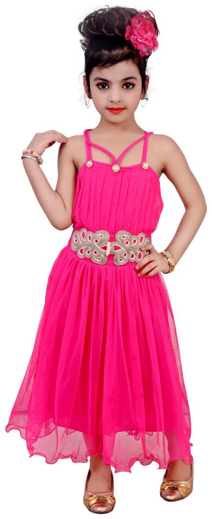 

KBKIDSWEAR Girl s Solid Design Fashion Neck Dress (5 - 6 Years)