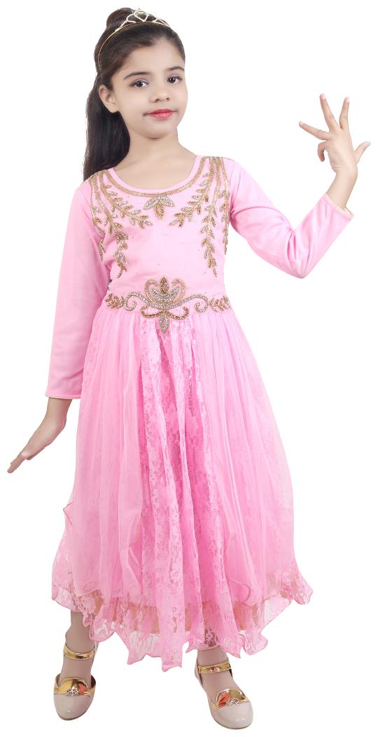 

KBKIDSWEAR Girl s Premium Net Maxi Length Party-Wear Sleeveless Gown (6-7 Years)