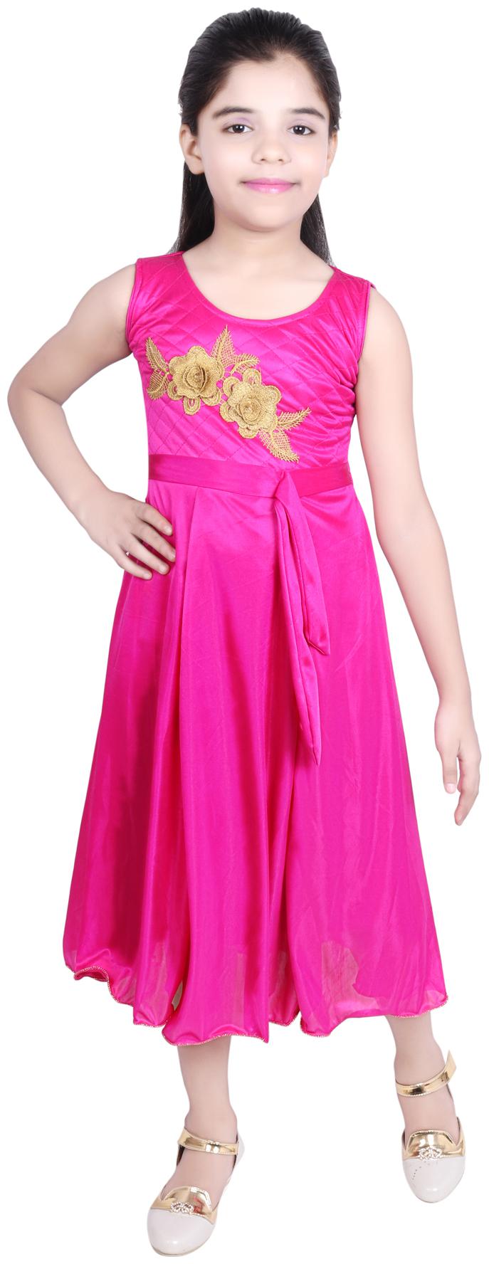 

KBKIDSWEAR Pink Net Sleeveless Above Knee Off Shoulder Frock ( Pack of 1 )