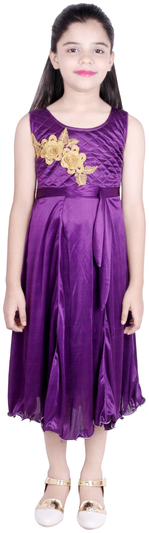 

KBKIDSWEAR Purple Net Sleeveless Above Knee Off Shoulder Frock ( Pack of 1 )