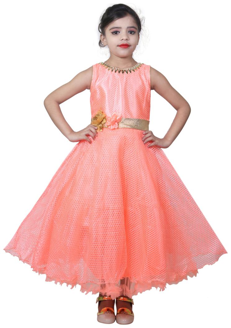 

KBKIDSWEAR Girl s Self Design Party Wear Premium Net Gown (3 - 4 Years)