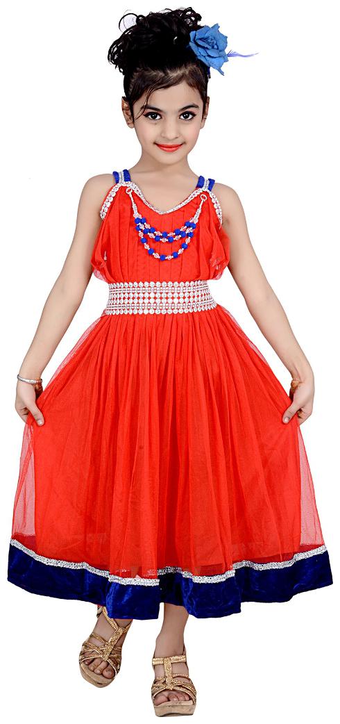 

KBKIDSWEAR Girl s Solid Design V-Neck Dress (3 - 4 Years)