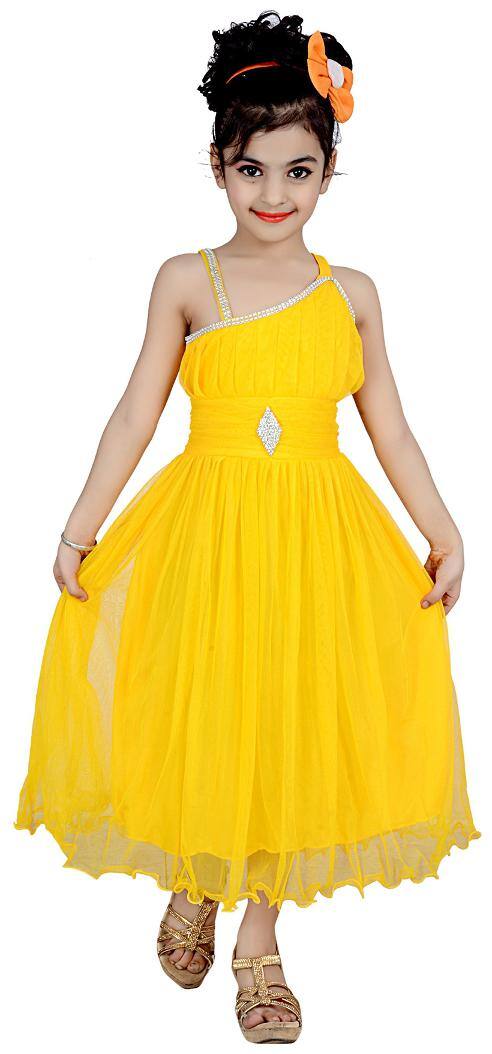 KBKIDSWEAR Girl's Solid Design Fashion Neck Dress (7 - 8 Years)