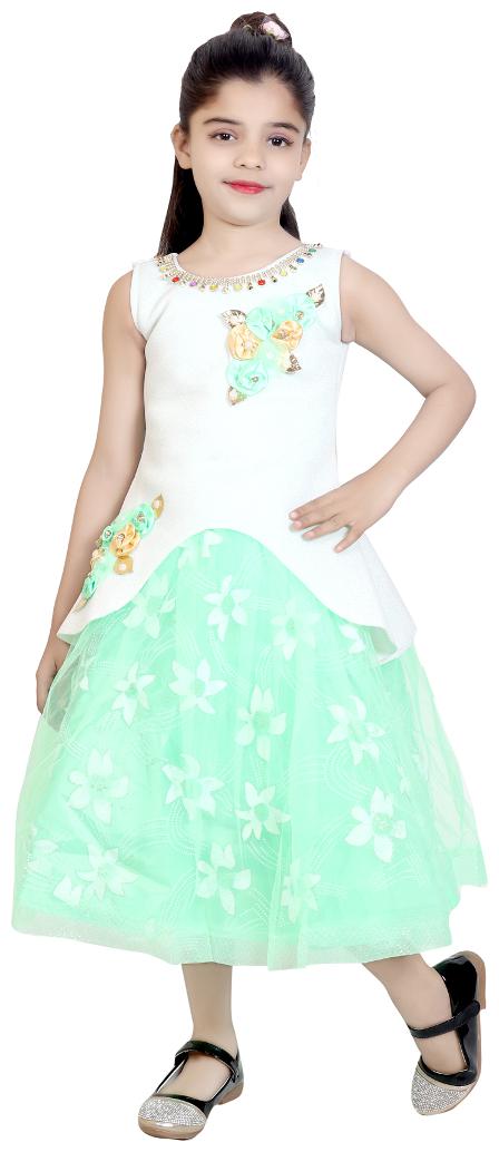 

KBKIDSWEAR Girl s Party-Wear Premium Net Round Neck Frock (5-6 Years)