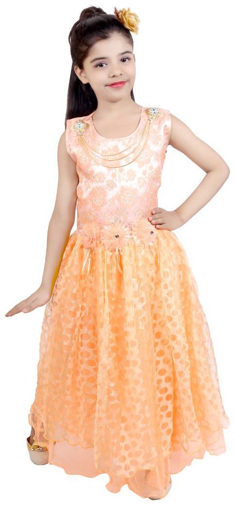 

KBKIDSWEAR Girl s Premium Net Maxi Length Party-Wear Sleeveless Gown (7-8 Years)