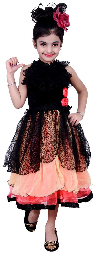 

KBKIDSWEAR Girl s Self Design Round Neck Dress (4 - 5 Years)