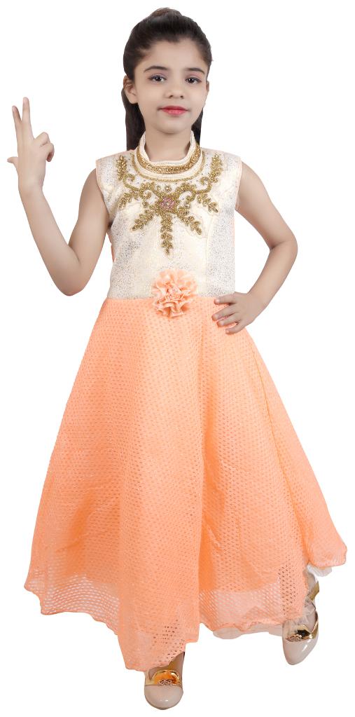 

KBKIDSWEAR Girl s Premium Net Maxi Length Party-Wear Sleeveless Gown (10-11 Years)