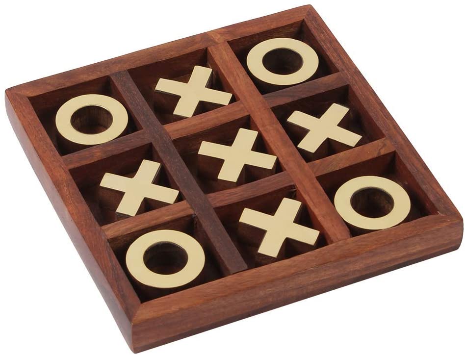 

Kesha Spree Tic Tac Toe Wooden Family Board Game Metal Naughts Crosses Game - Export Quality