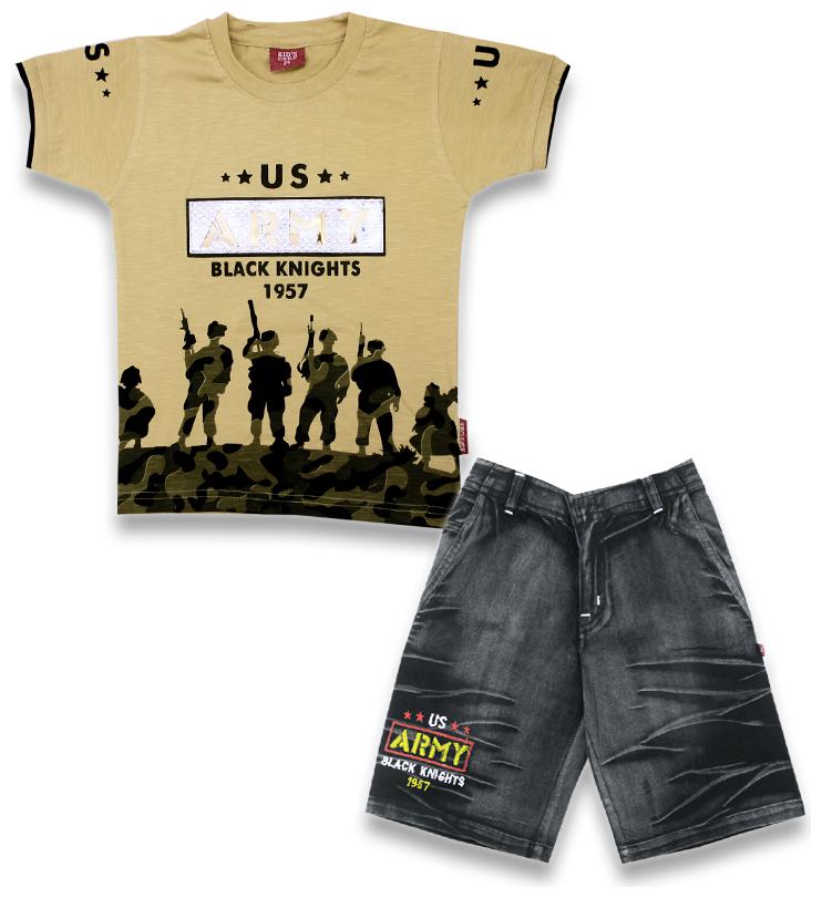 

KID S CARE Cotton Printed Top Bottom Set - Beige Grey