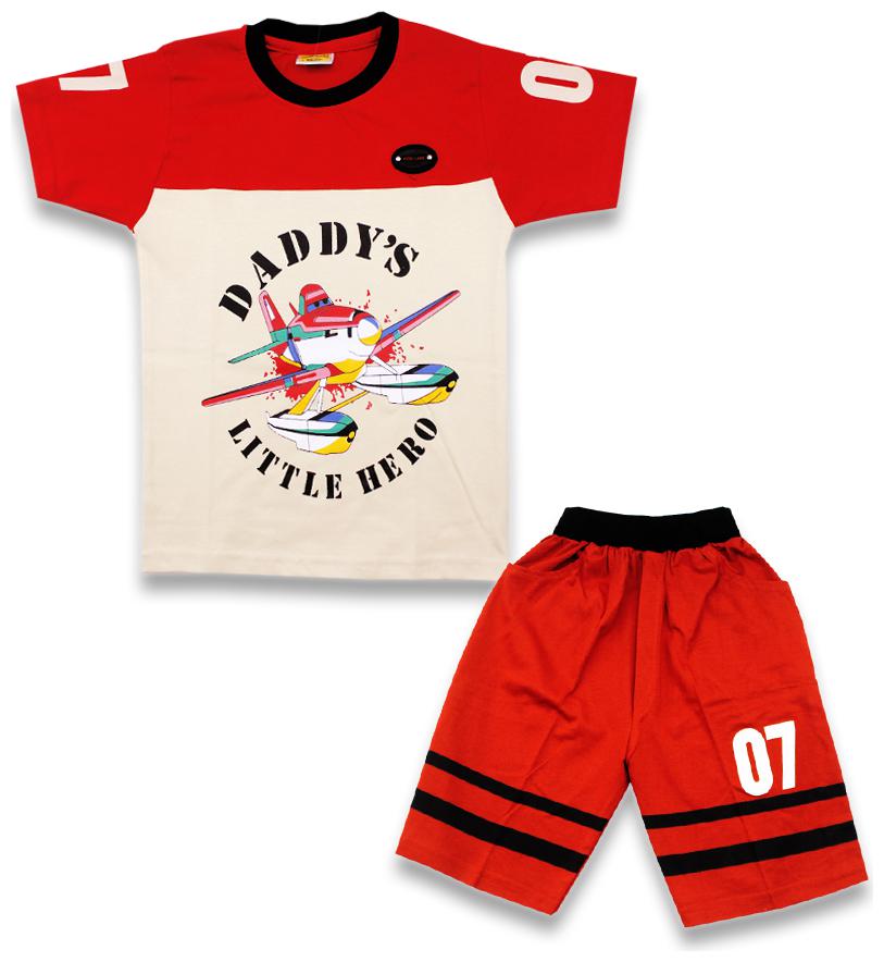 

KID S CARE Cotton Printed Top Bottom Set - Red White