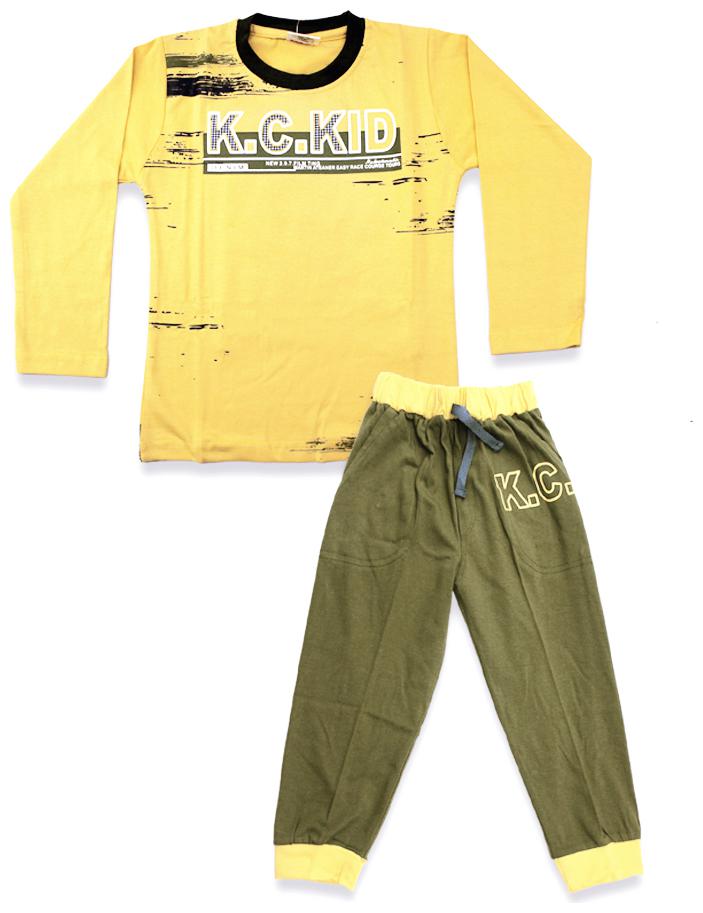 

KID S CARE Cotton Printed Top Bottom Set - Yellow Green