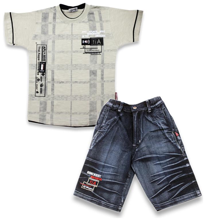 

KID S CARE Cotton Printed Top Bottom Set - Beige Blue