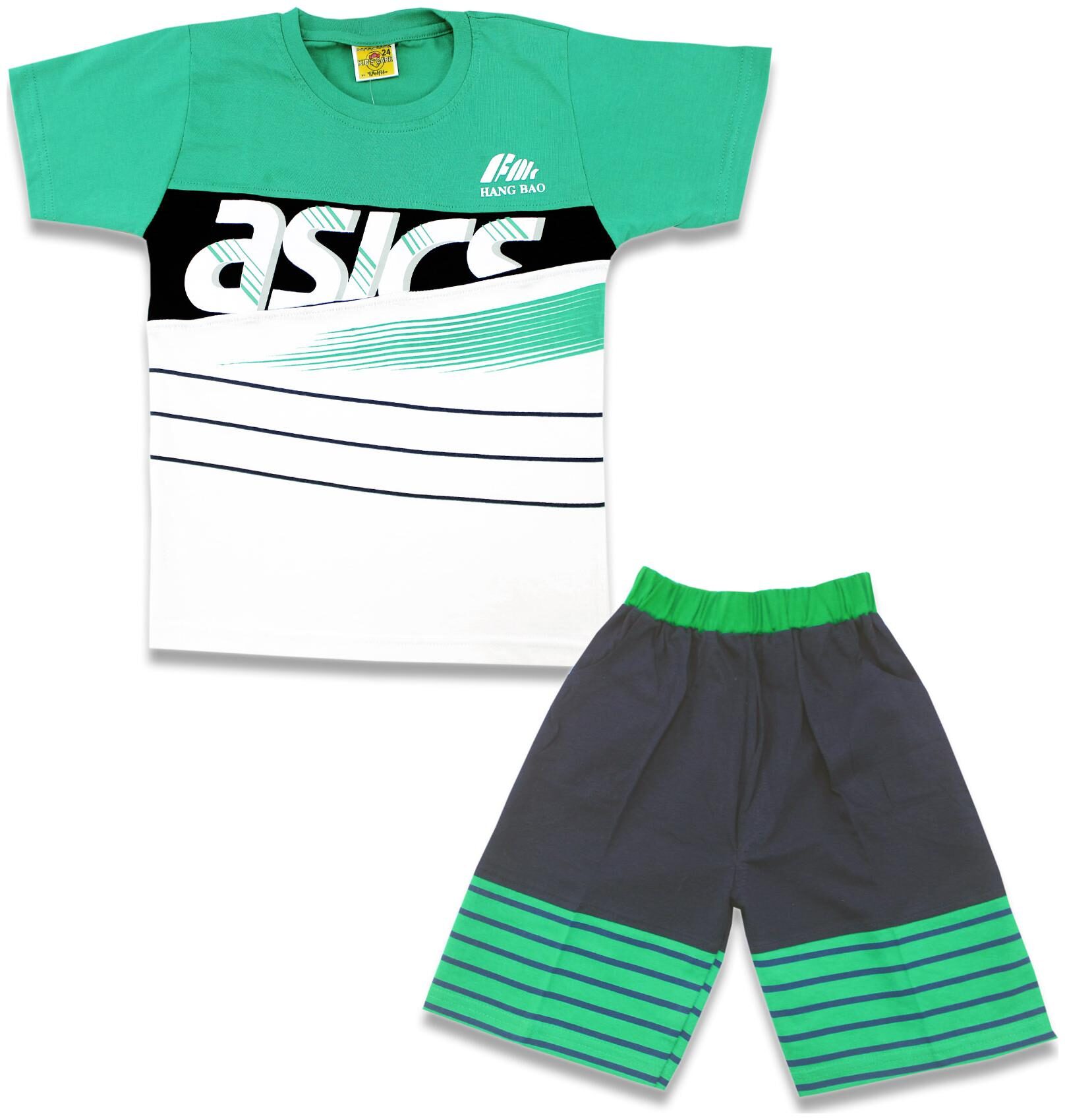 

KID S CARE Cotton Printed Top Bottom Set - Green