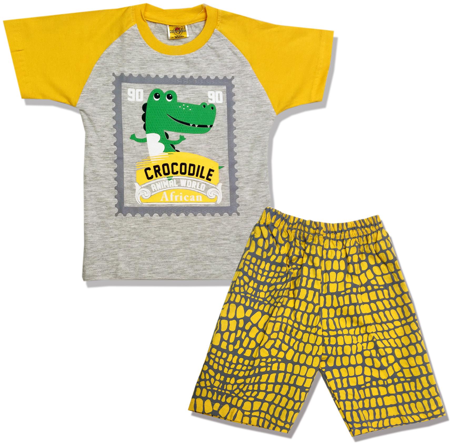 

KID S CARE Cotton Printed Top Bottom Set - Yellow