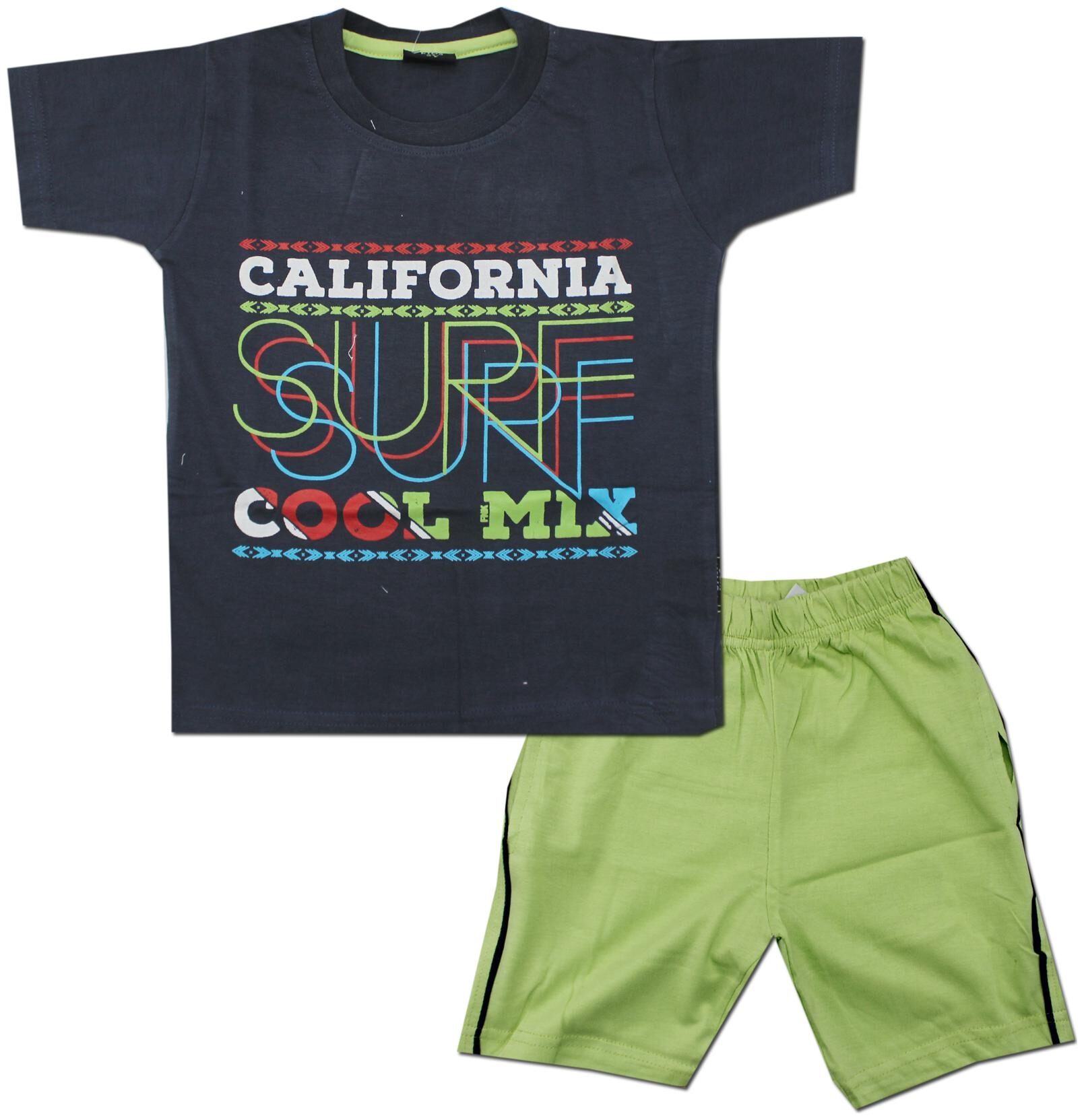 

KID S CARE Cotton Printed Top Bottom Set - Blue Green