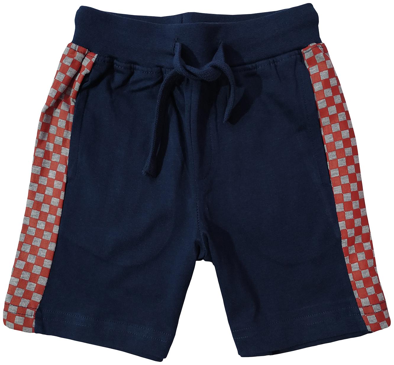 

KiddoPanti Boys Knit shorts with Grey Check Cut and Sew Panel (Blue)