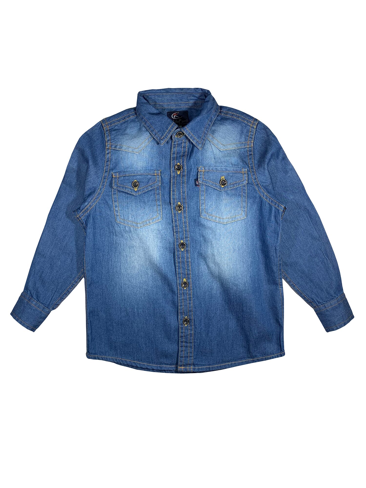 

KiddoPanti Boy Denim Solid Shirt Blue