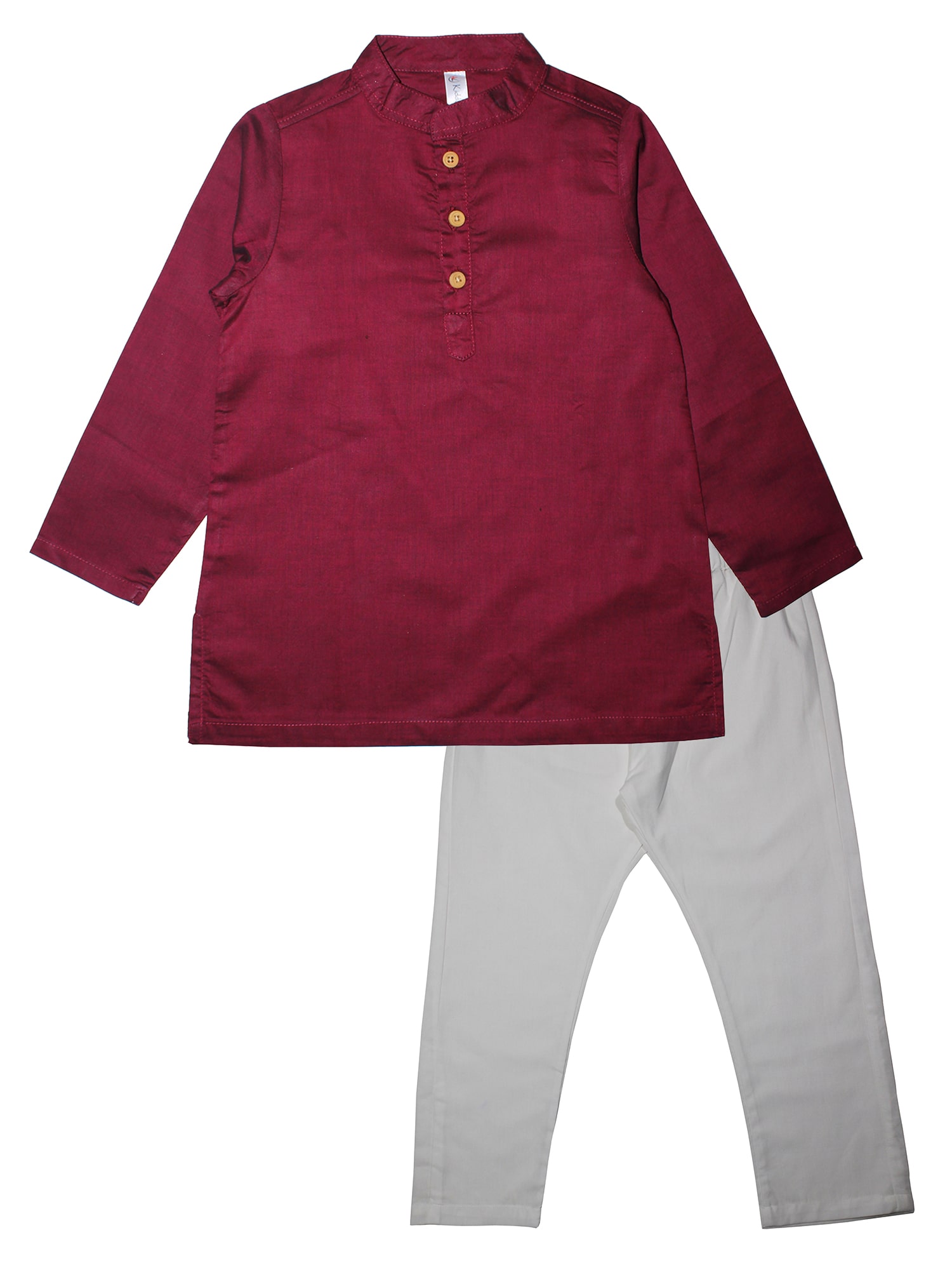 

KiddoPanti Boy Cotton Solid Kurta pyjama set - Maroon White