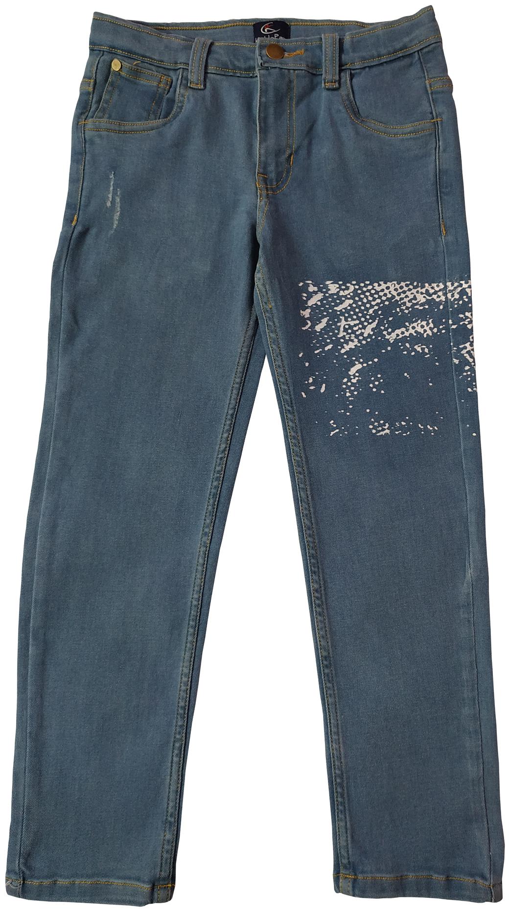 

KiddoPanti Boy s Fashion Denim Pant With Thigh Abstract Print