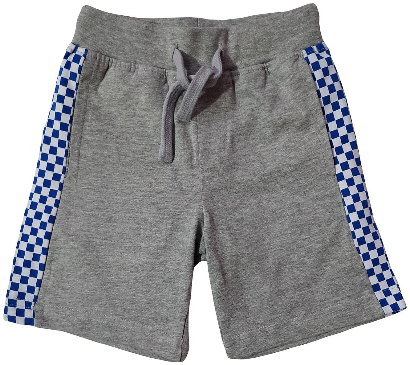 

KiddoPanti Boys Knit shorts with Royal Blue Check Cut and Sew Panel (Grey)