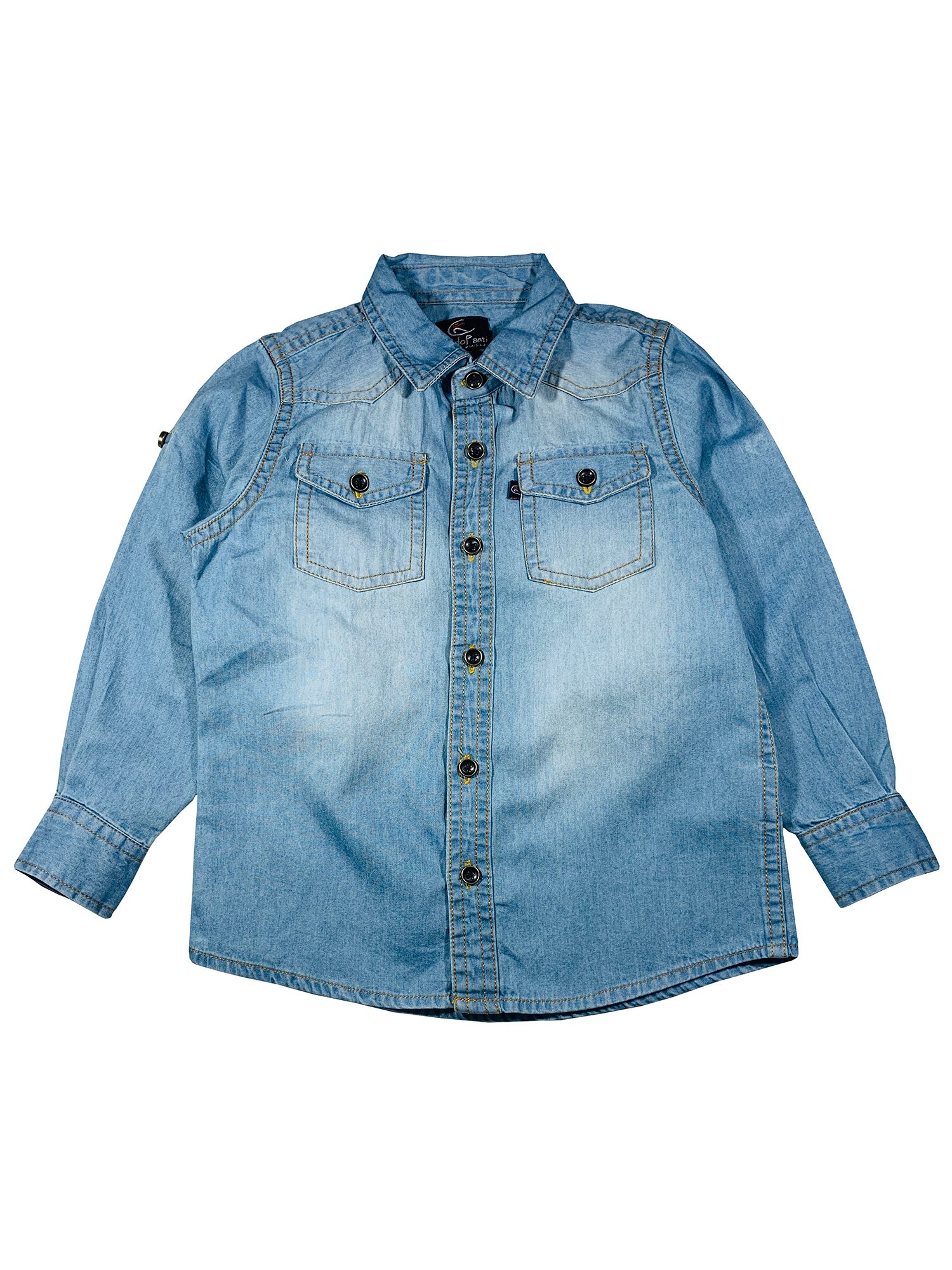 

KiddoPanti Boy Denim Solid Shirt Blue