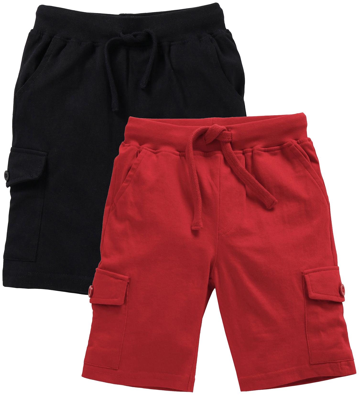 

KiddoPanti Boy Solid Shorts 3 4ths - Black Red