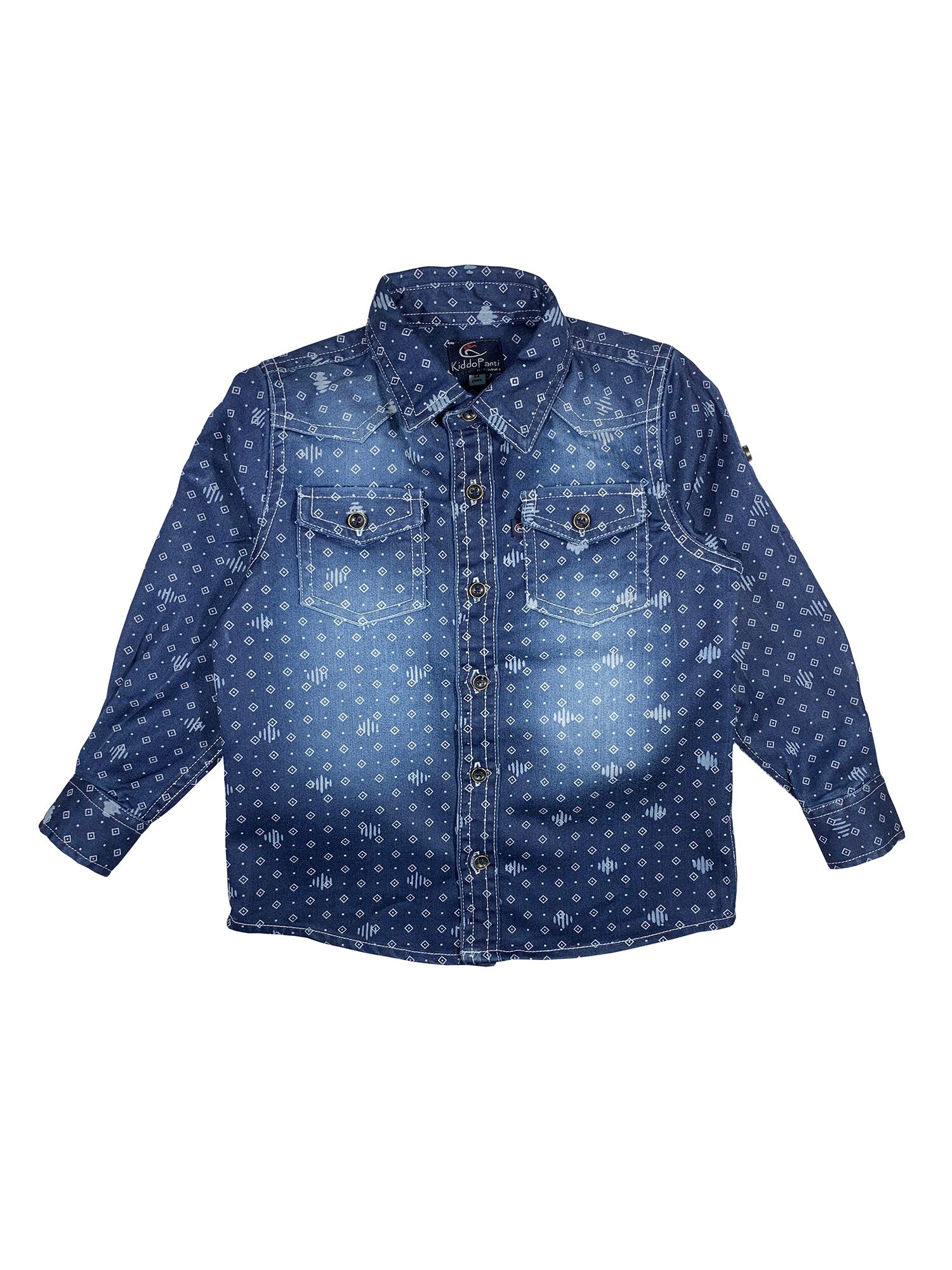

KiddoPanti Boy Denim Printed Shirt Blue