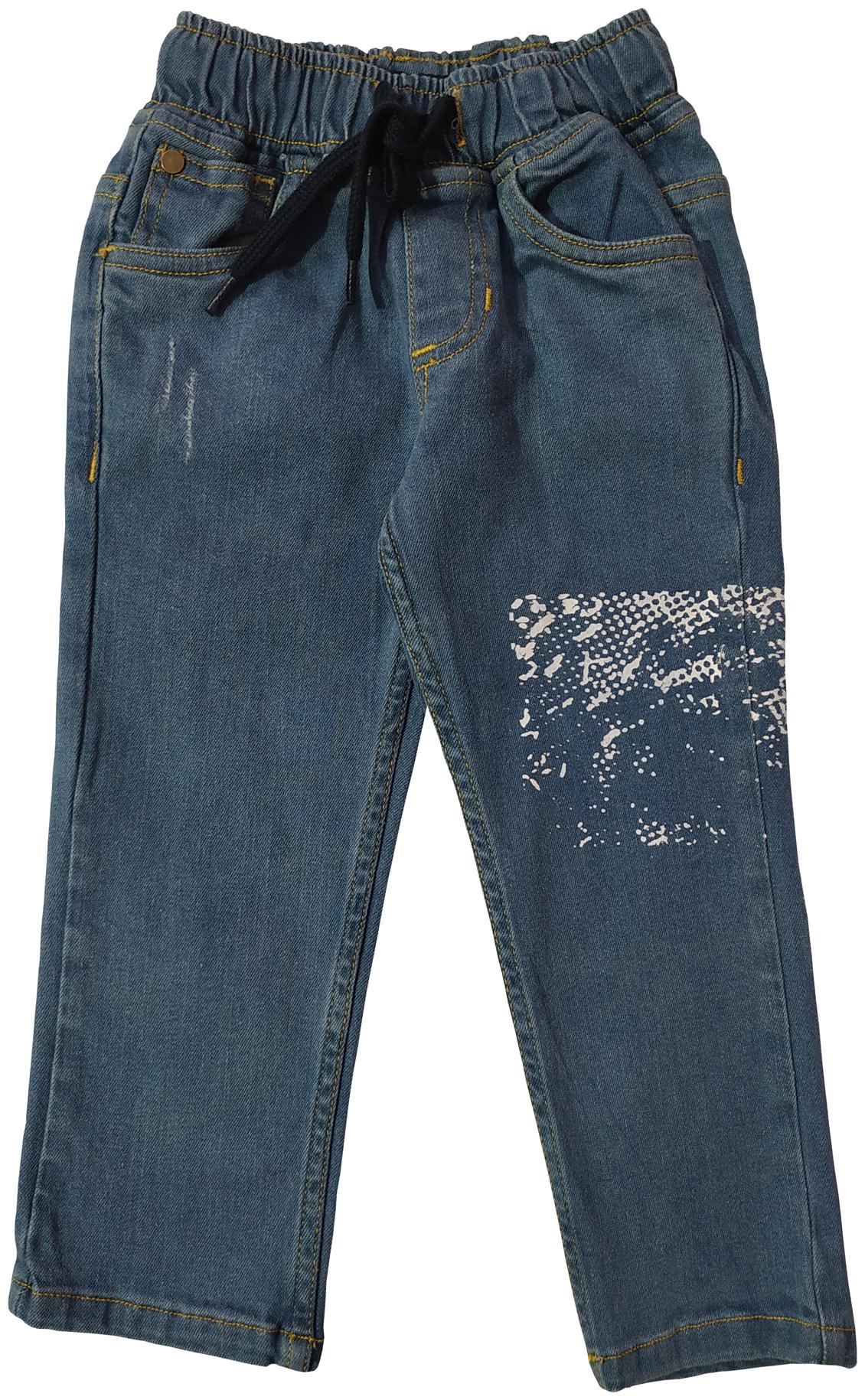 

KiddoPanti Boy s Fashion Denim Pant With Thigh Abstract Print