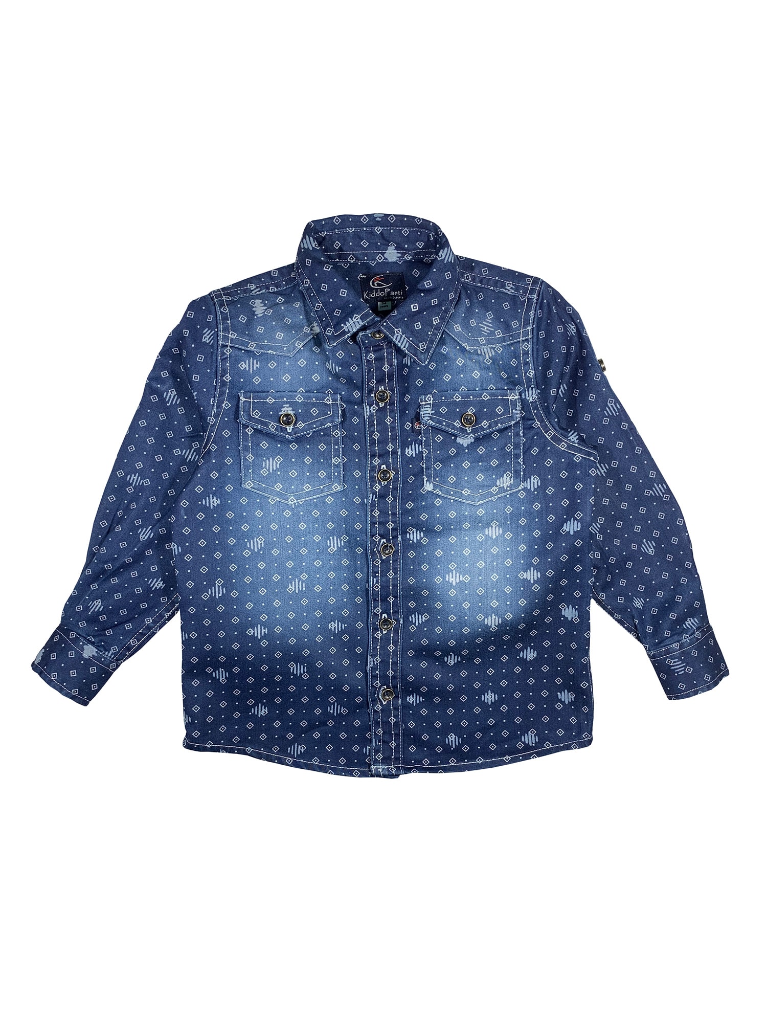 

KiddoPanti Boy Denim Printed Shirt Blue