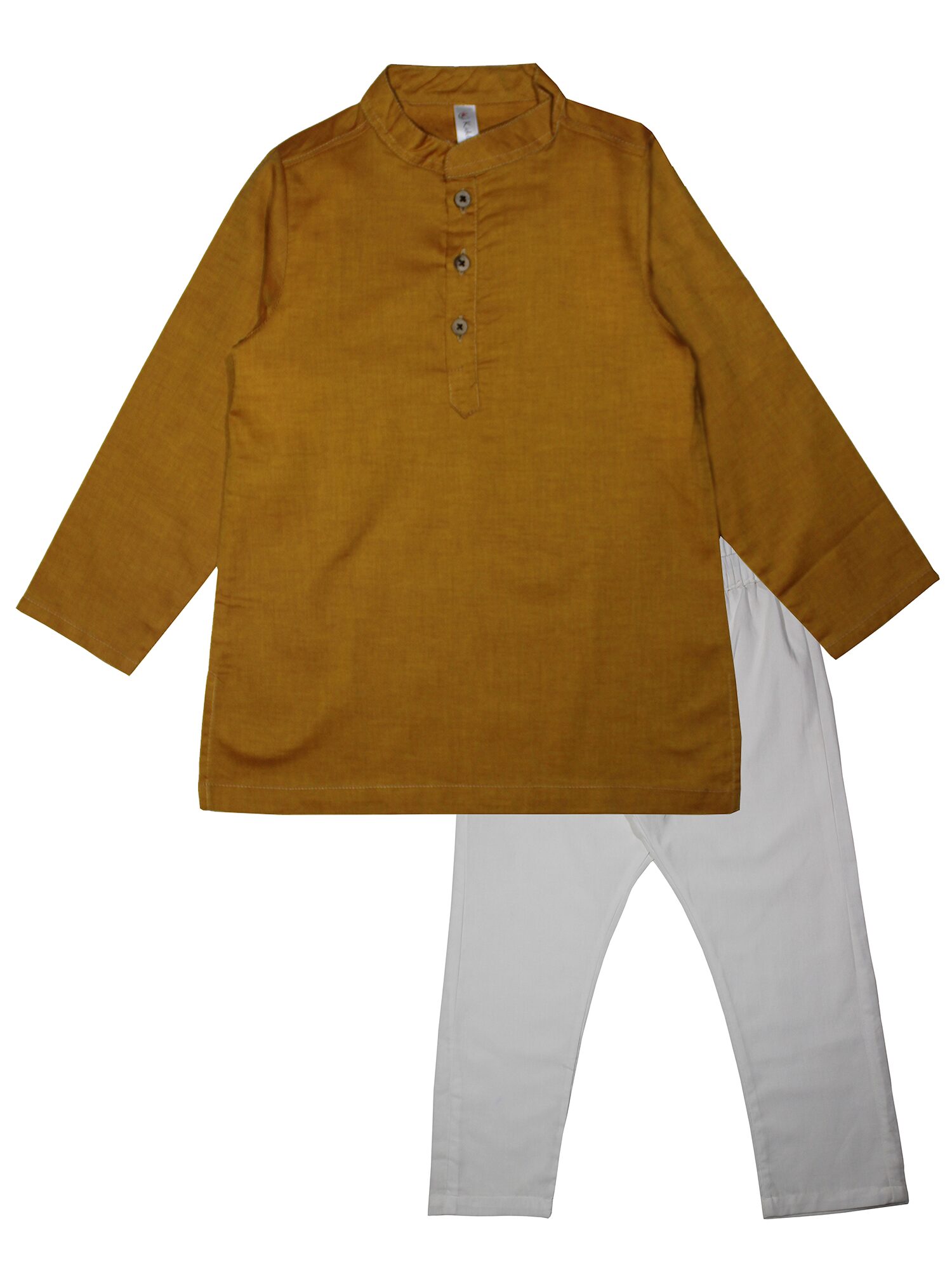 

KiddoPanti Boy Cotton Solid Kurta pyjama set - Yellow White