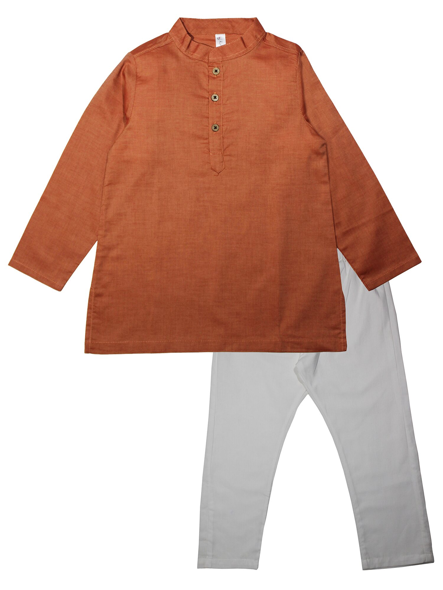 

KiddoPanti Boy Cotton Solid Kurta pyjama set - Pink White