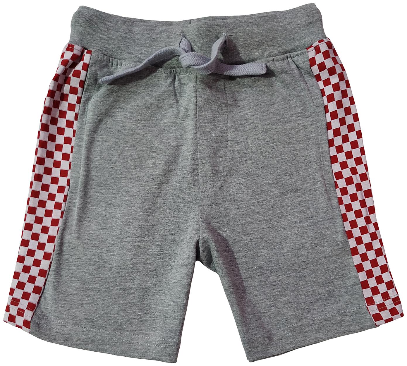 

KiddoPanti Boys Knit shorts with Red Check Cut and Sew Panel (Grey)
