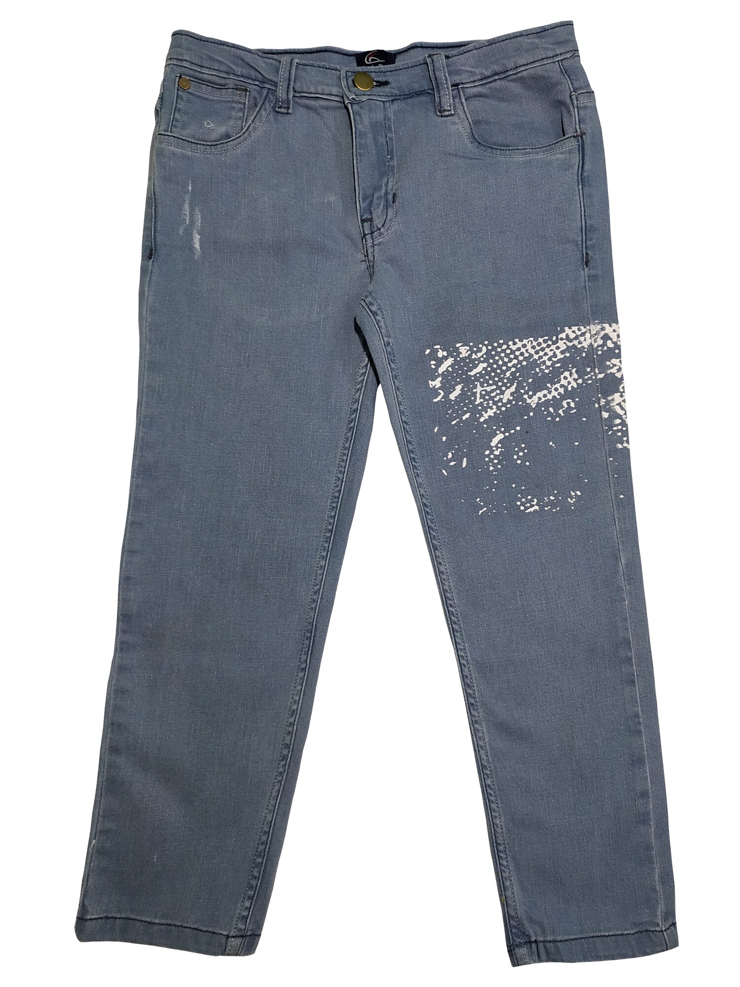 

KiddoPanti Boy s Fashion Denim Pant With Thigh Abstract Print Lt Wash
