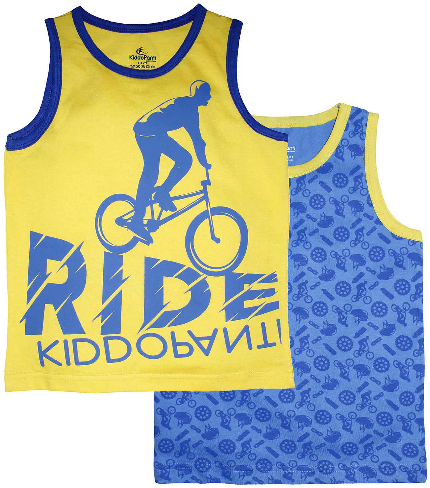 

KiddoPanti Boy Cotton Printed T-shirt - Yellow Blue