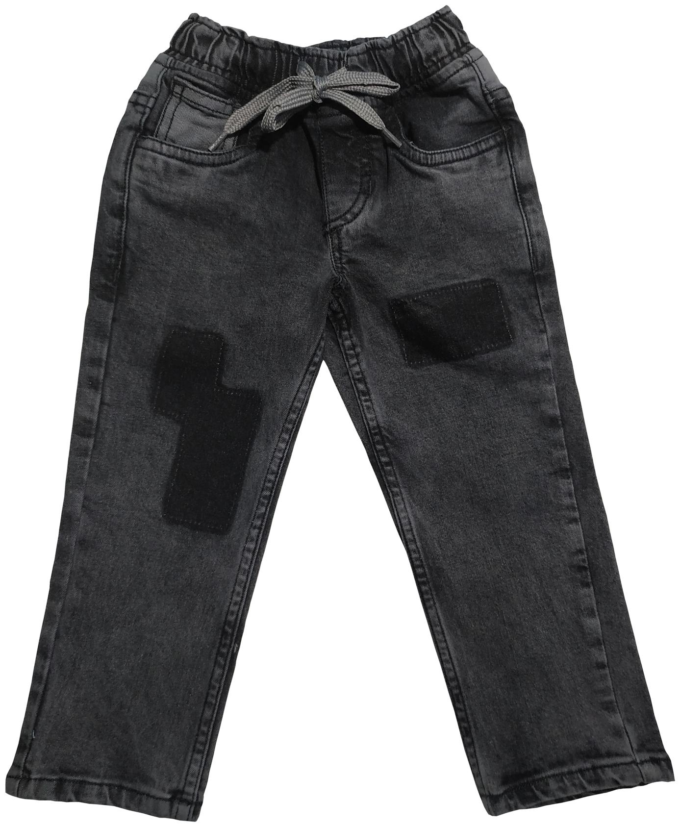 

KiddoPanti Boy s Fashion Denim Pant With Reverse back yoke And Dark patch Grey Rag Wash 2-3Y