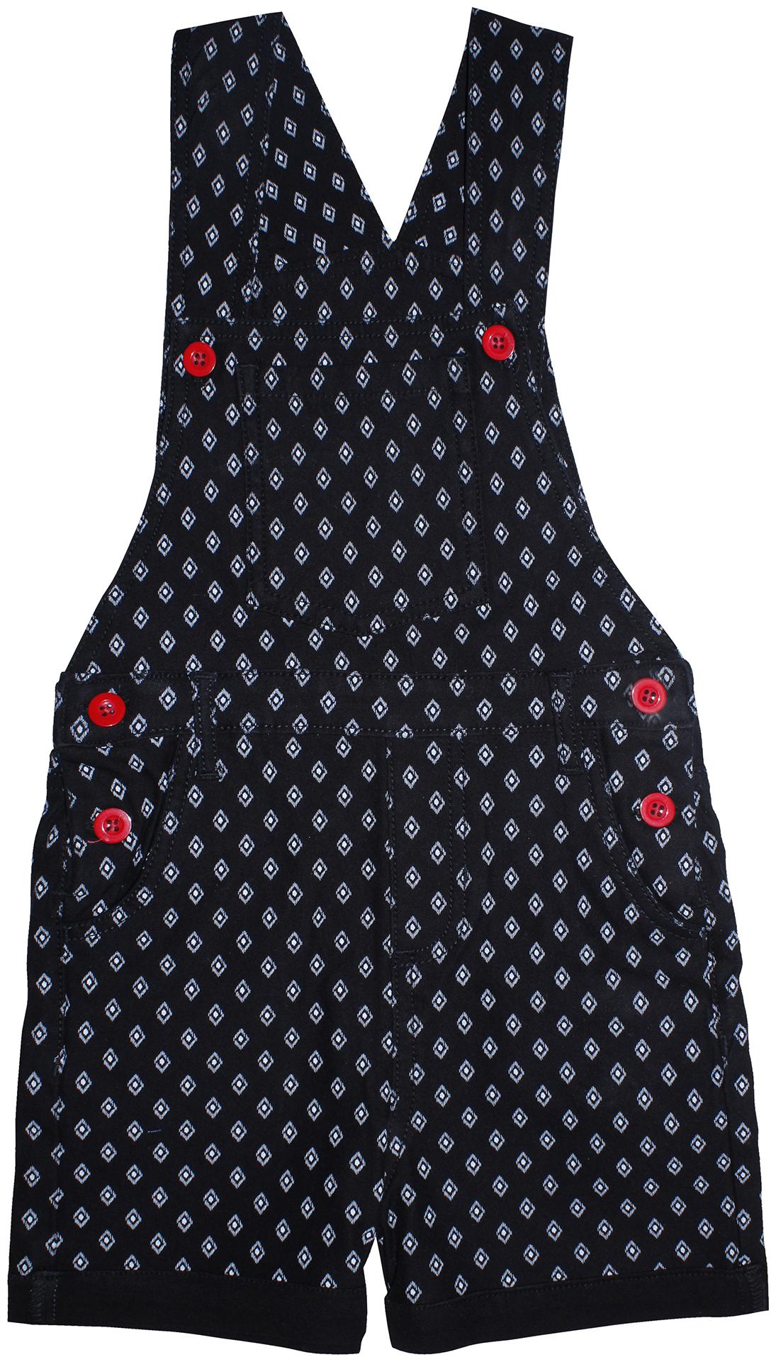 

KiddoPanti Cotton Printed Black Color Dungaree Shorts For Boy