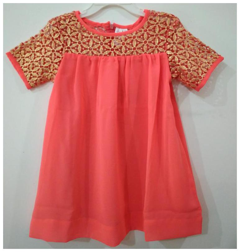 

KiddoPanti Pink Crepe Short Sleeves Knee Length ( Pack of 1 )