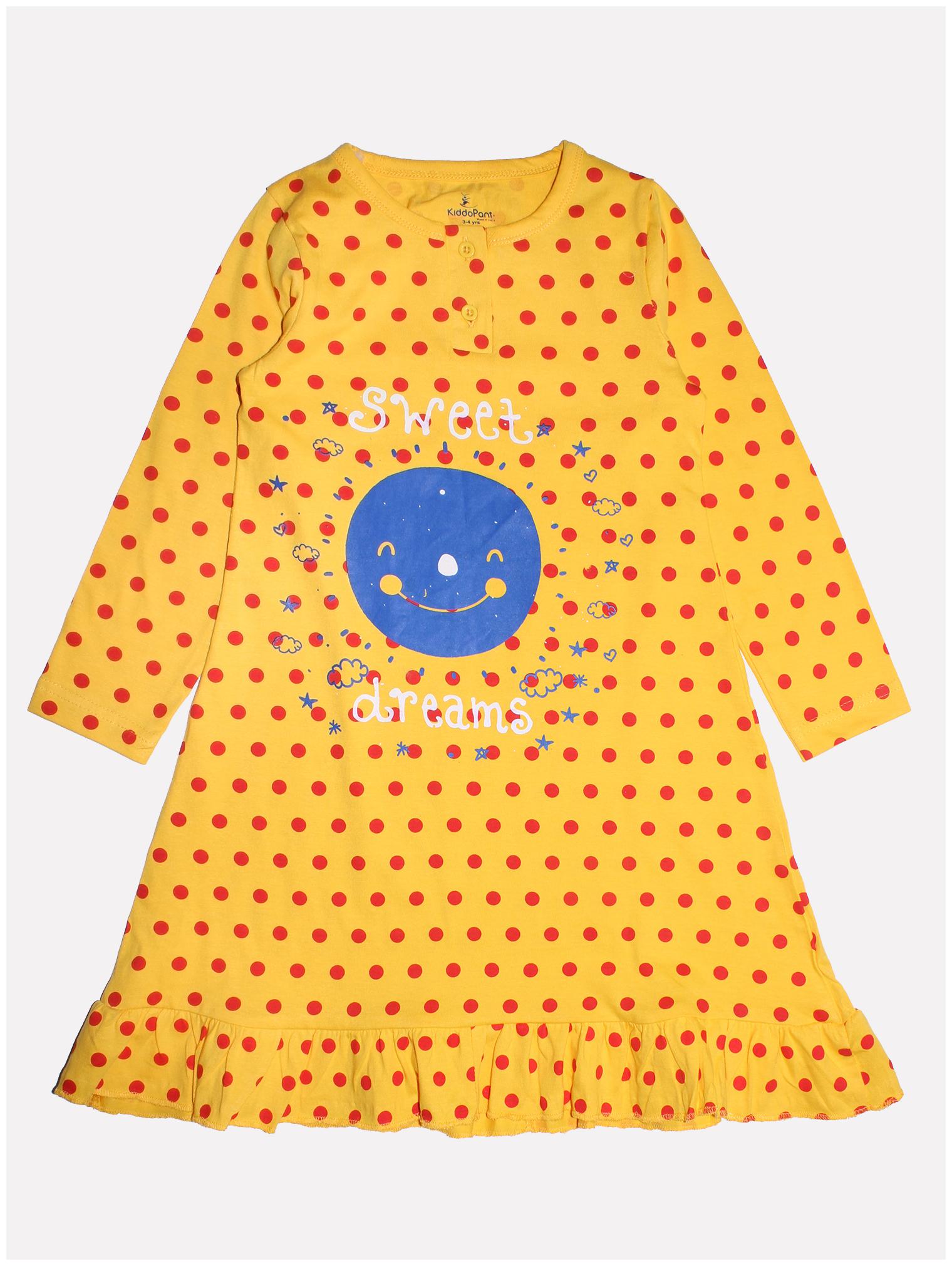 

KiddoPanti Yellow Cotton Full Sleeves Knee Length Winter Frock ( Pack of 1 )