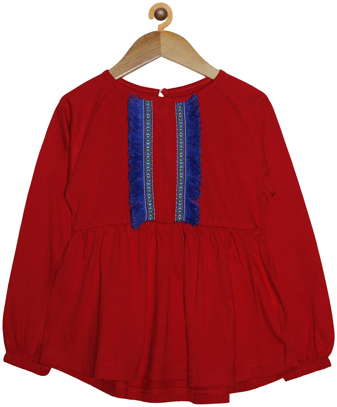 

KiddoPanti Girl Cotton Solid Top - Red