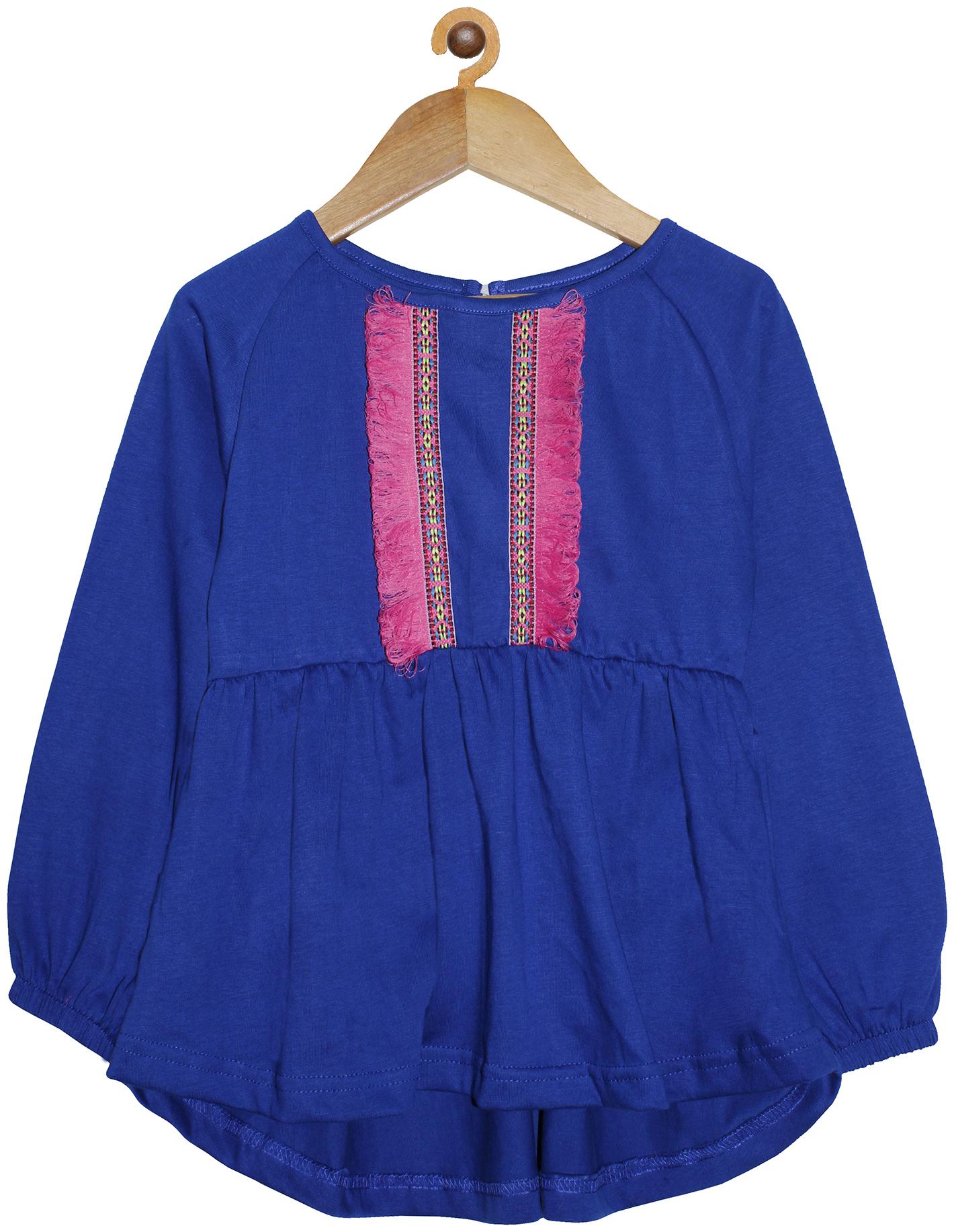 

KiddoPanti Girl Cotton Solid Top - Blue