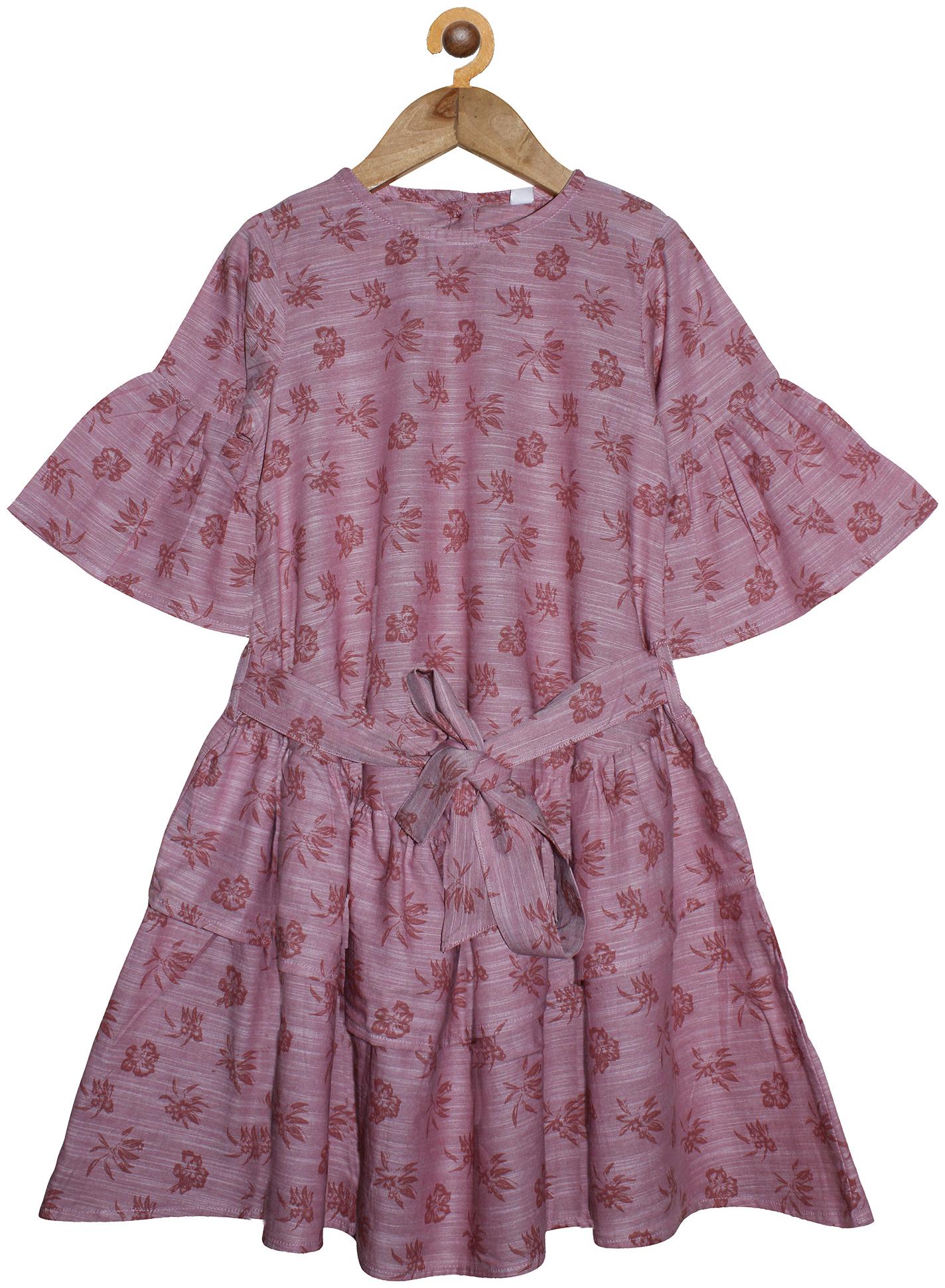 

KiddoPanti Purple Cotton 3 4th Sleeves Knee Length Winter Frock ( Pack of 1 )