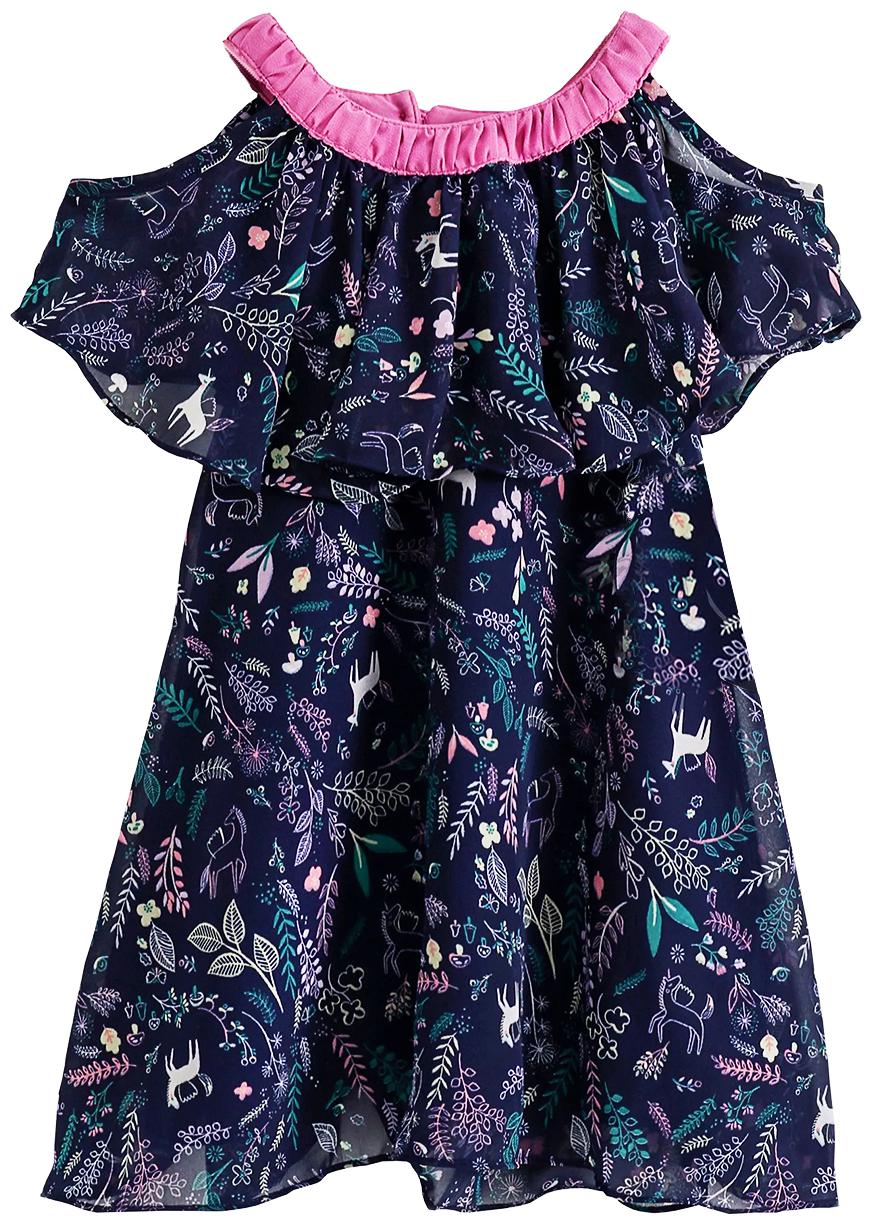 

KiddoPanti Cold Shoulder Georgette Dress (Blue)