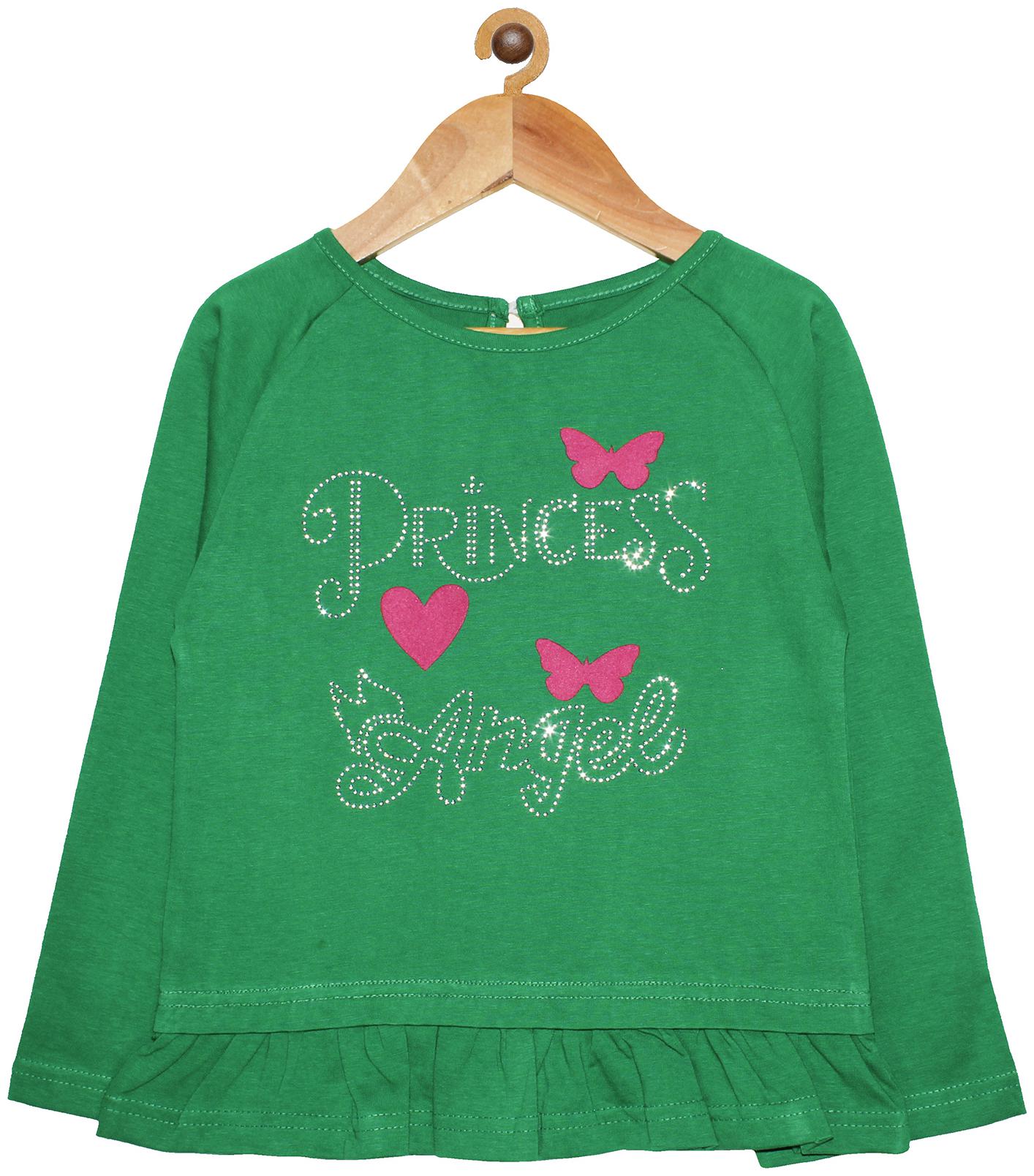 

KiddoPanti Girl Cotton Embellished Top - Green