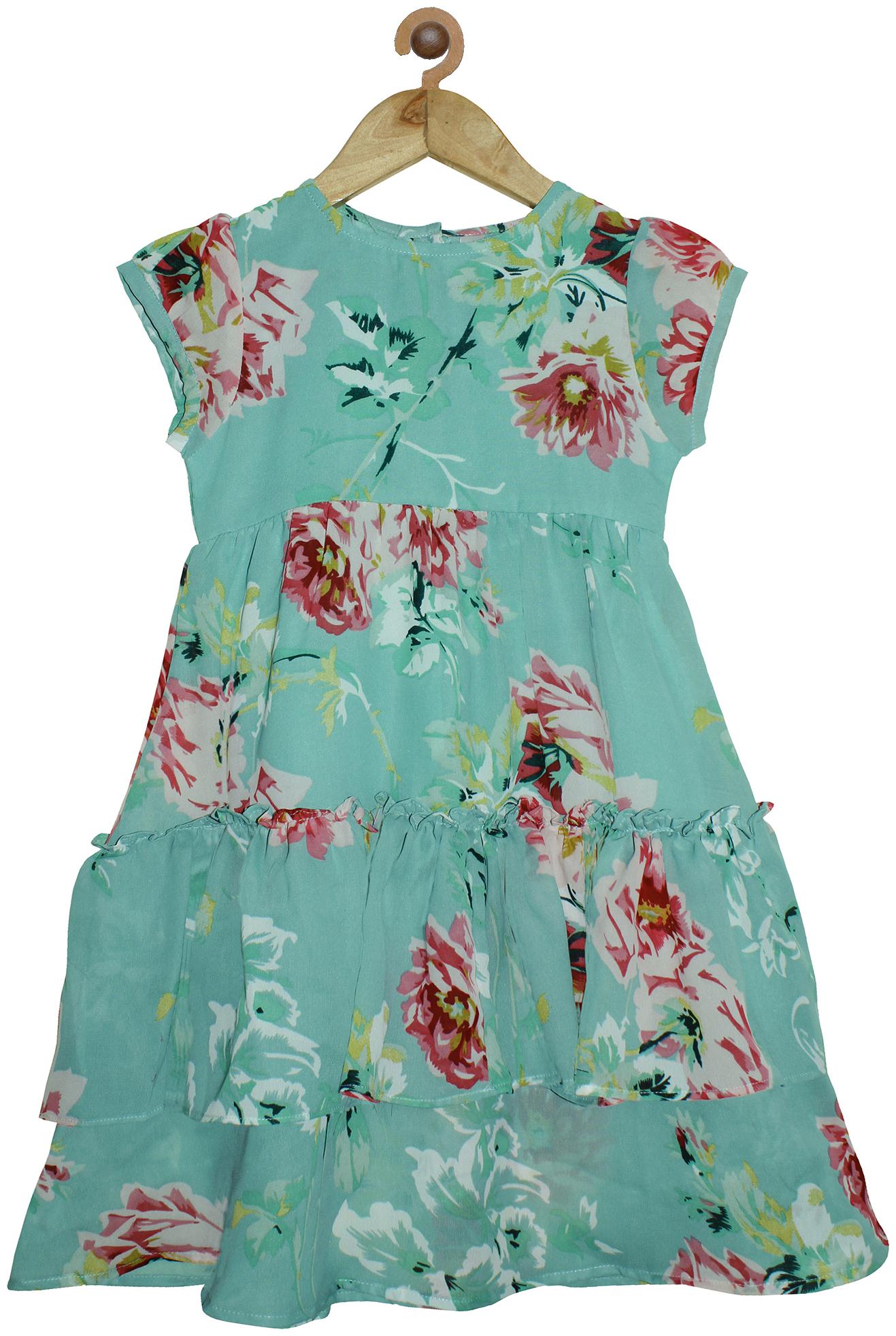 

KiddoPanti Green Polyester Short Sleeves Knee Length Princess Frock ( Pack of 1 )