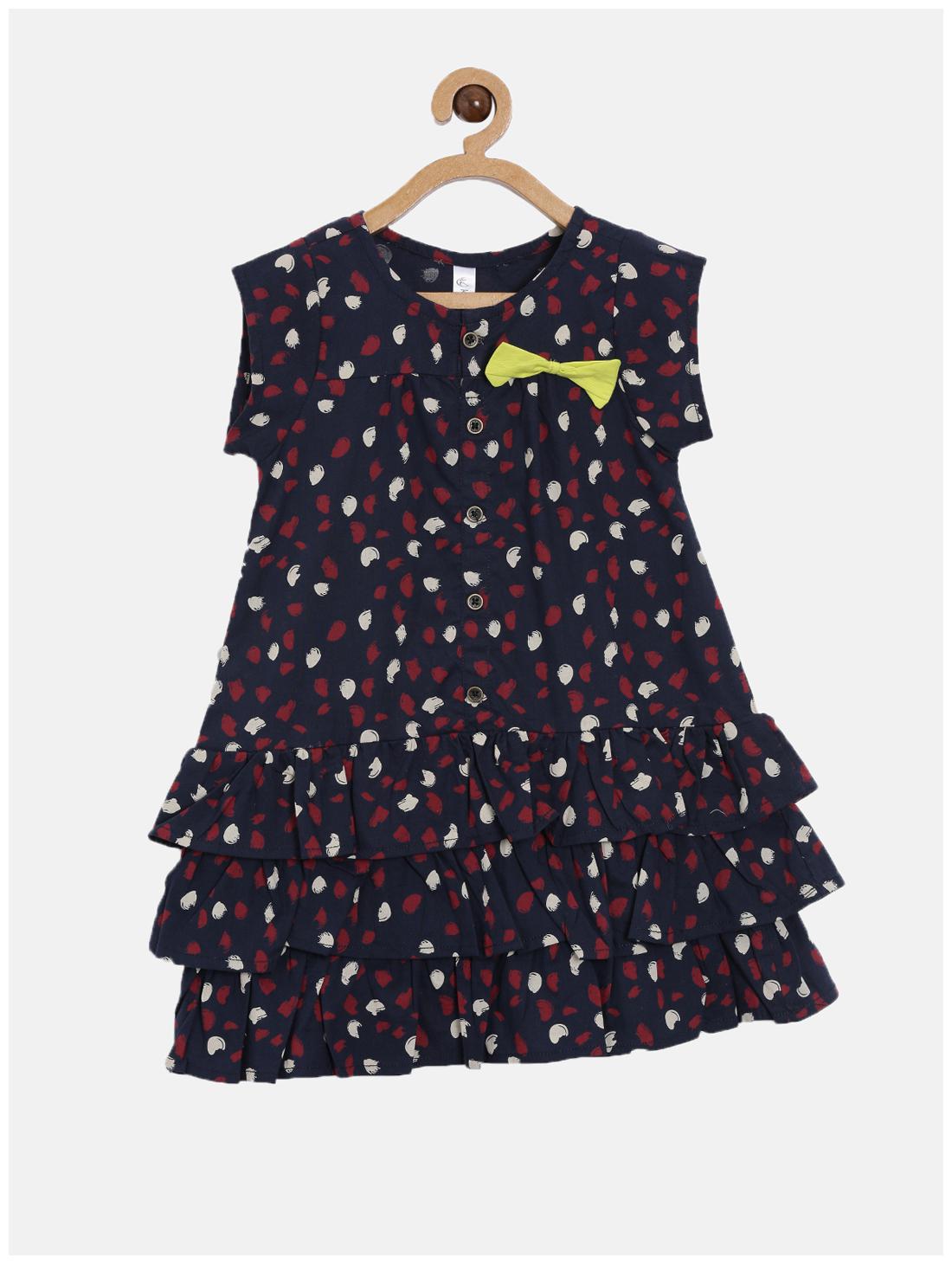 

KiddoPanti Blue Cotton Short Sleeves Knee Length Winter Frock ( Pack of 1 )