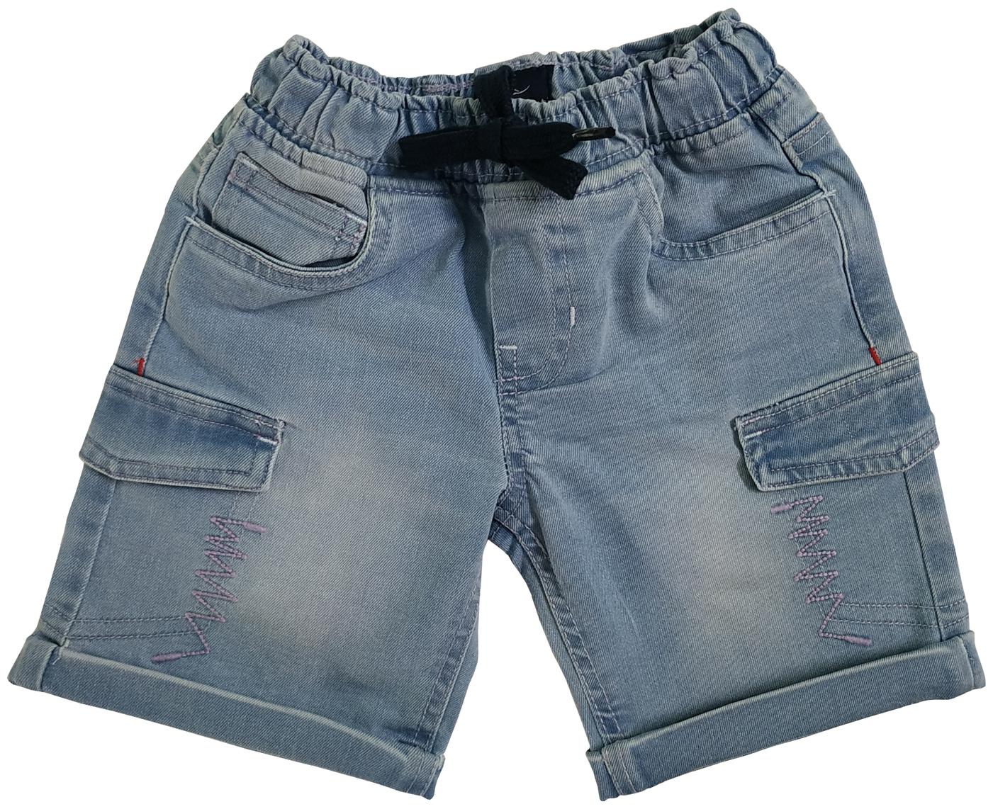 

KiddoPanti Denim Cargo shorts For Boys with Embroidery (Blue)