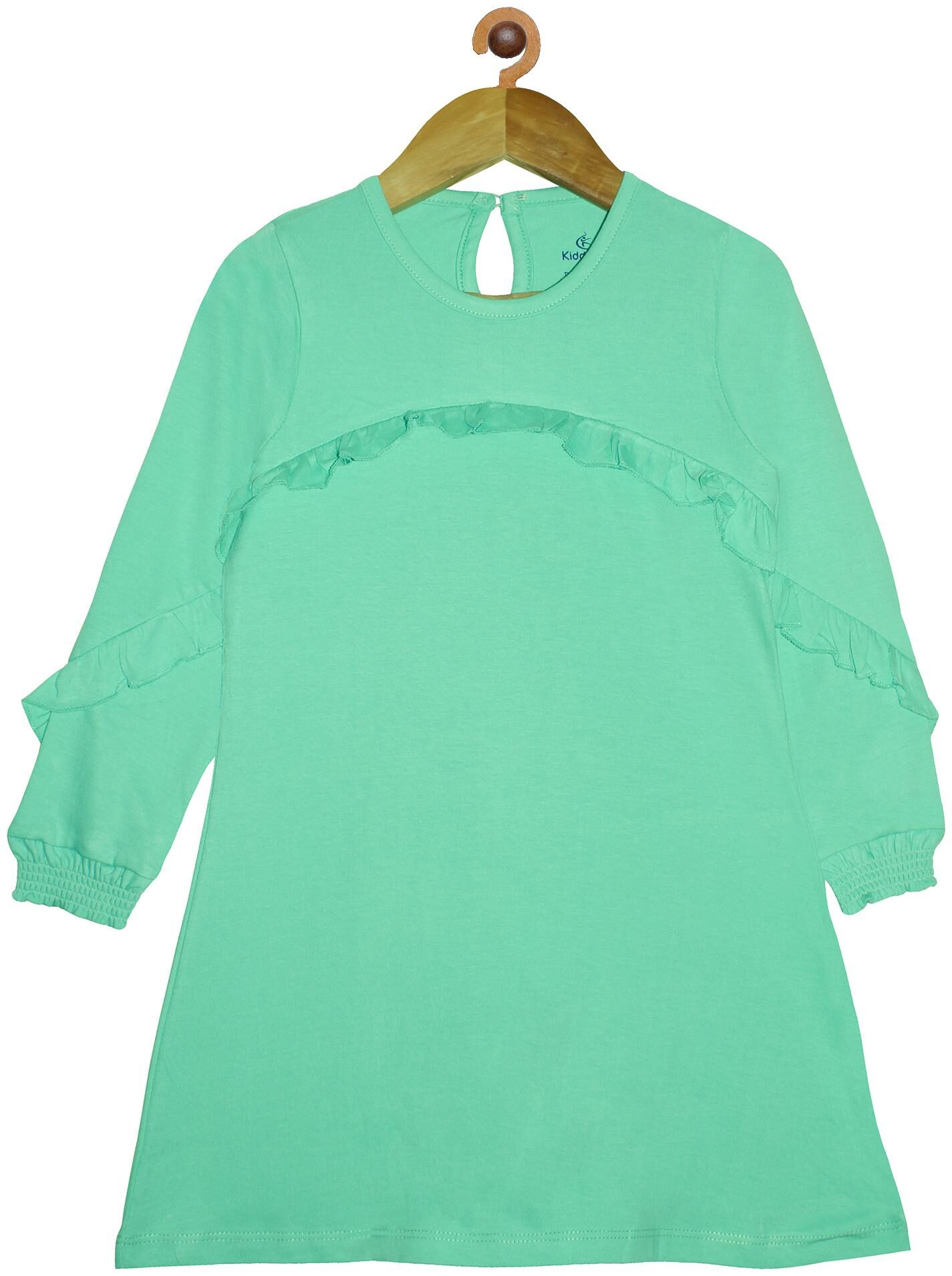 

KiddoPanti Green Cotton Full Sleeves Knee Length Princess Frock ( Pack of 1 )