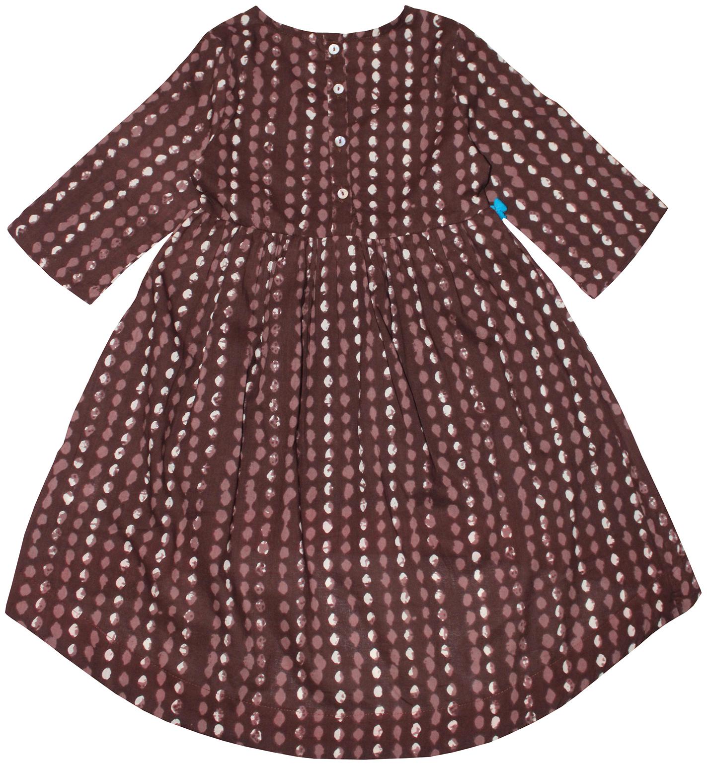 

KiddoPanti Girl s Cotton Printed 3 4th sleeves Kurta kurti - Brown