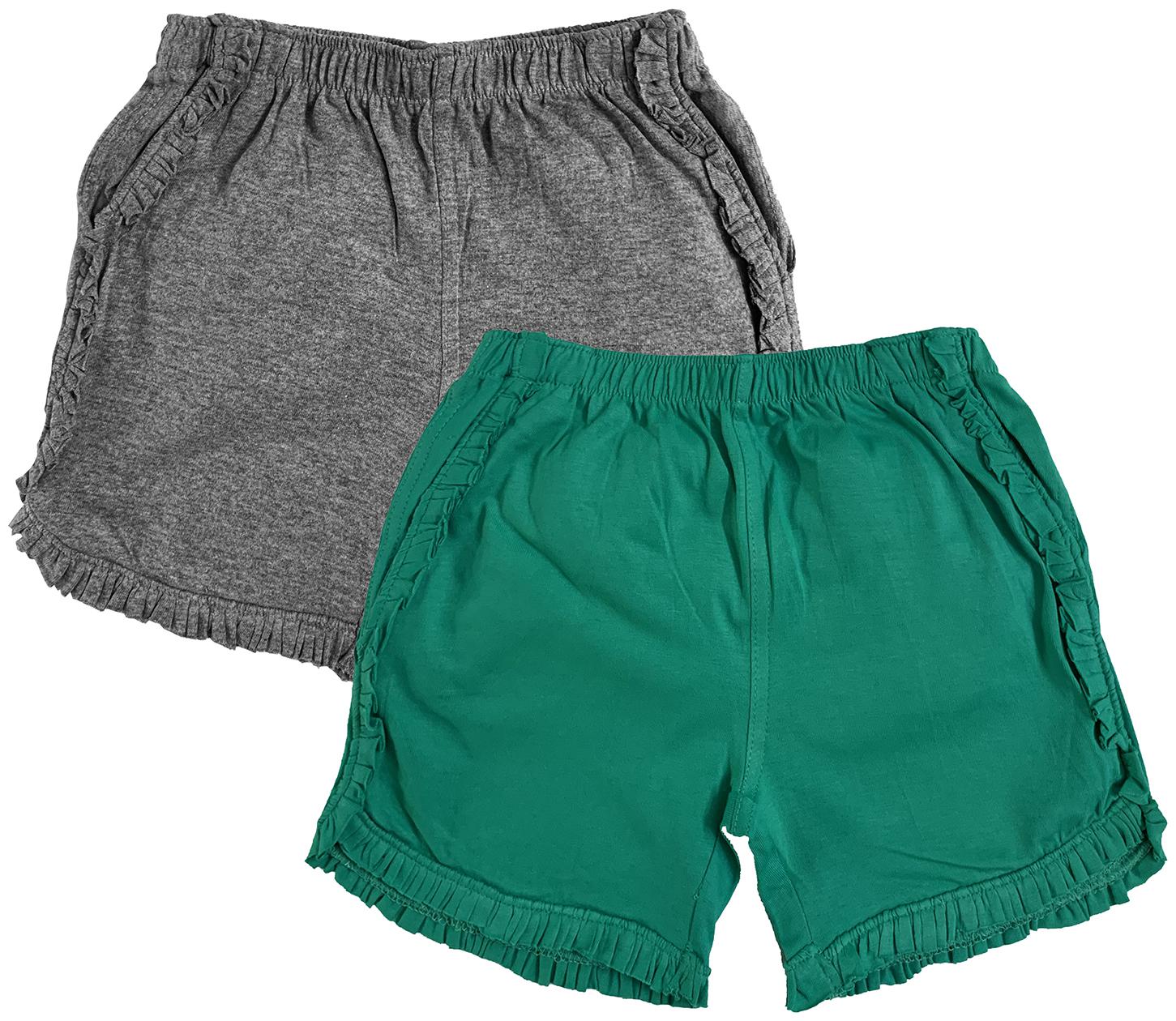 

KiddoPanti Girl Cotton Solid Regular shorts - Green Grey