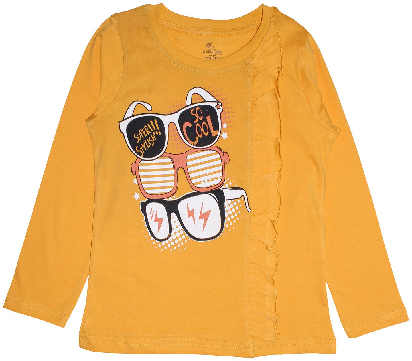 

KiddoPanti Girl Cotton Printed T shirt - Yellow